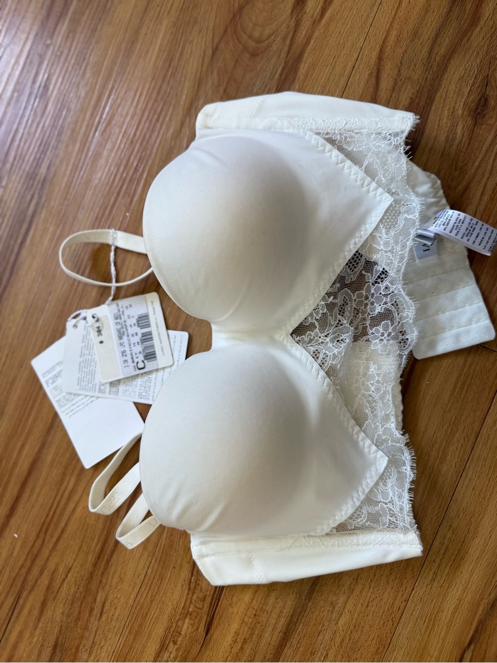 La Perla Cream Lace-Trim Padded Underwire Bra
